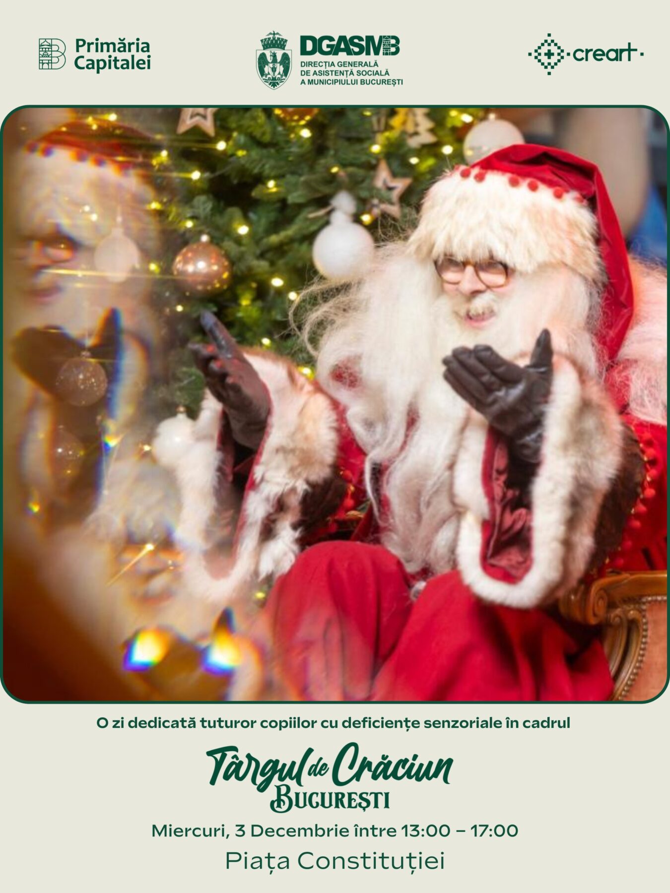 Miercuri, 3 decembrie, copiii cu dizabilități vor avea o după-amiază specială la Târgul de Crăciun București din Piața Constituției