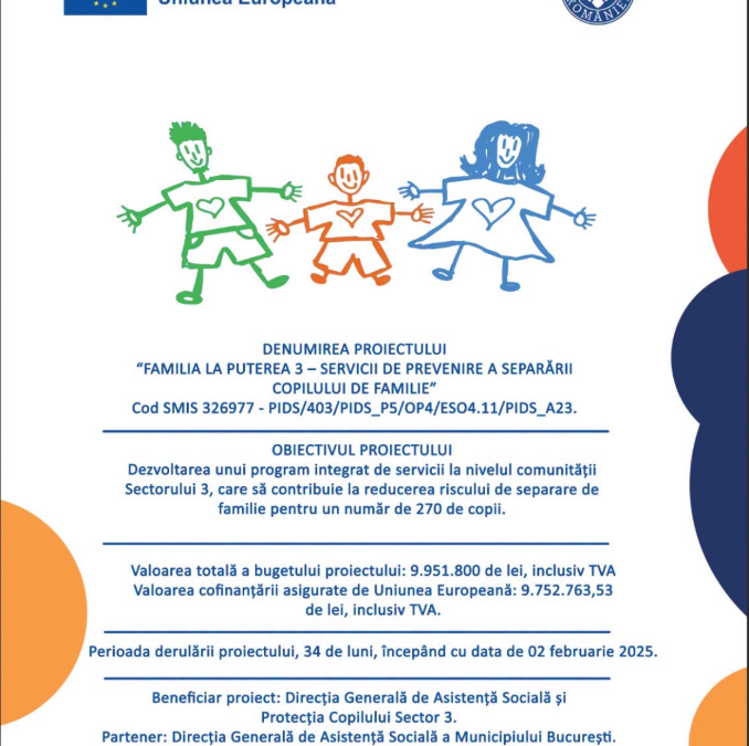 ANUNȚ RECRUTARE – DGASPC Sector 3